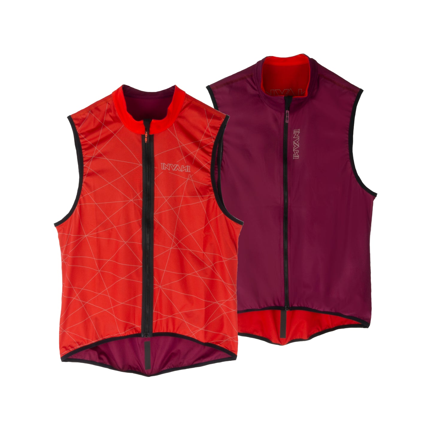 Windproof Reversible Gilet: Red / Burgundy (Men's)